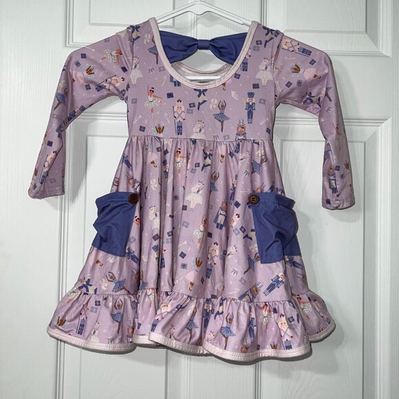 Foxtail Lilies Ballerina and Nutcracker Long Sleeve Twirl Dress Size 2T - Picture 6 of 6